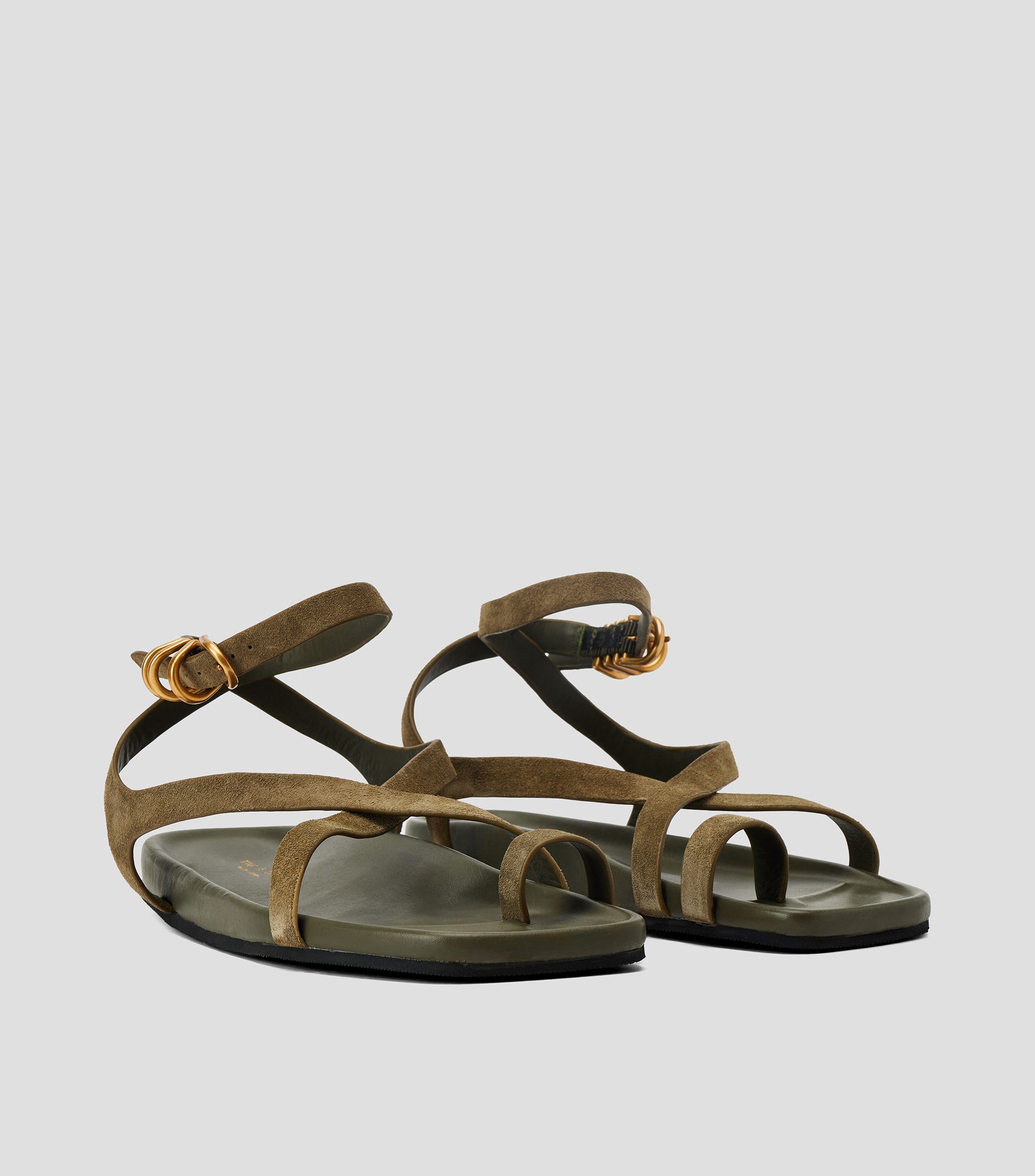 Sandalias planas en piel Mujer